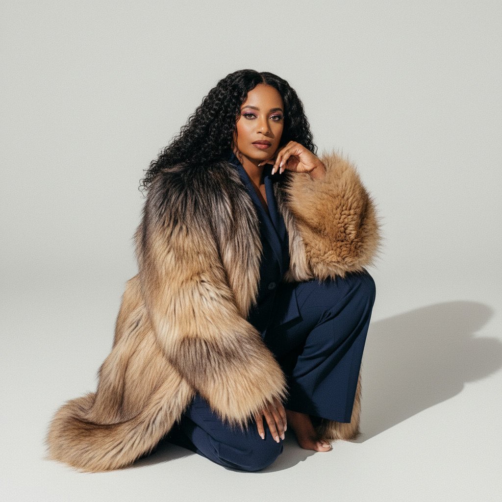 Editorial portrait of Angela R. Buffington in a fur coat